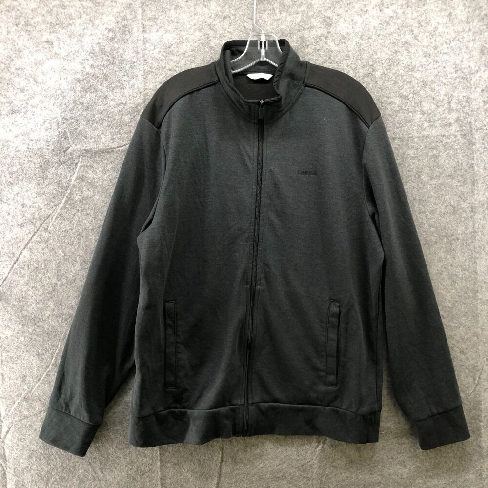 Calvin Klein Zip Sweatshirt‎ Mens L Dark Gray Black Mock Neck Jacket Athletic